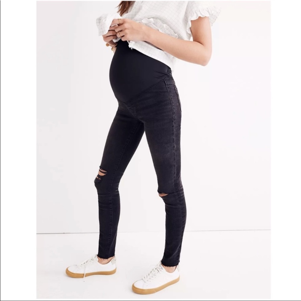 Worn 1x Madewell Maternity Over-the-Belly Skinny Jeans in Black Sea - Size 29